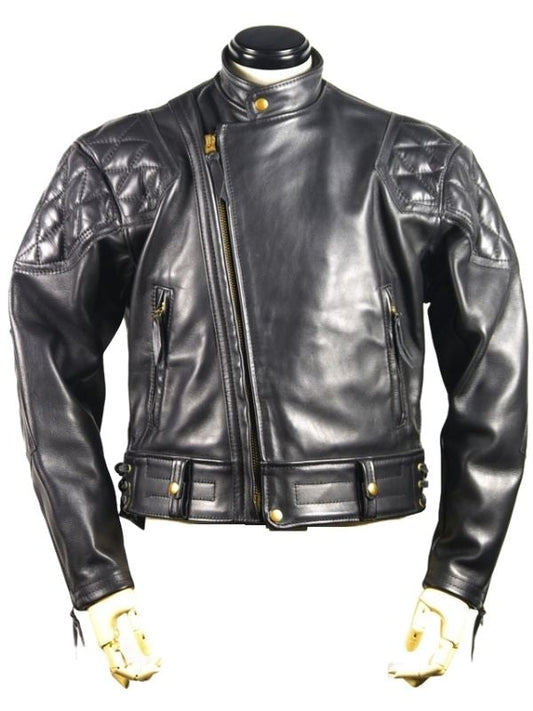 Men’s Leather Padded Jacket – Black – Zipper Closure