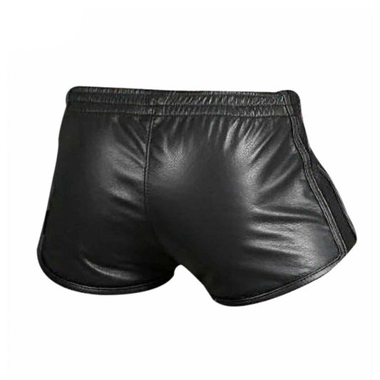 Black Leather Sport Shorts