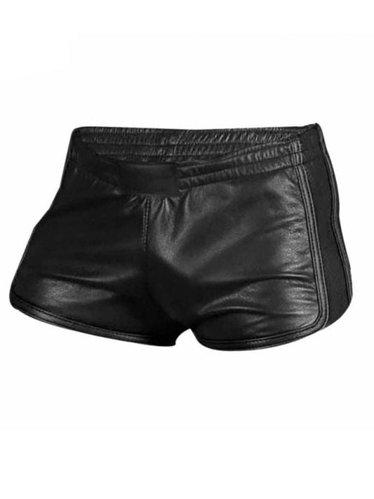 Black Leather Sport Shorts