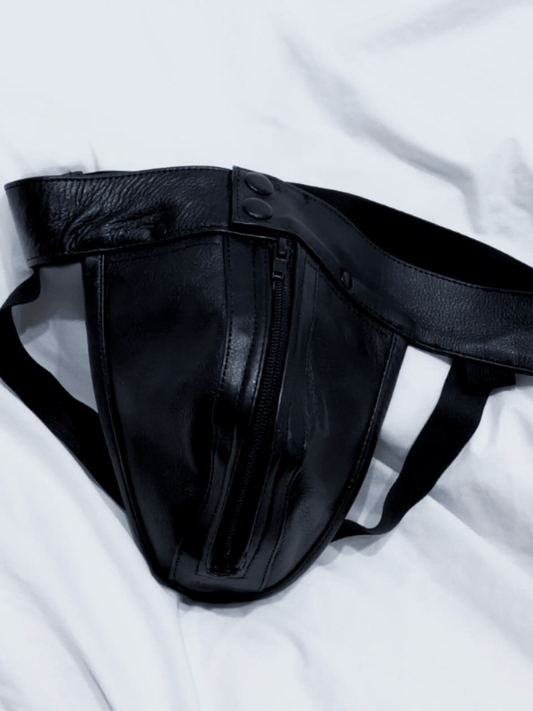 Classic Black Leather Jockstrap