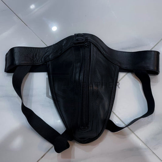 Classic Black Leather Jockstrap