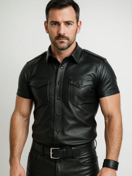 Classic Black Leather Shirt