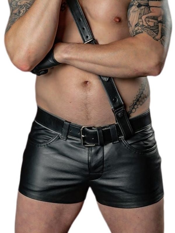 Classic Black Leather Shorts