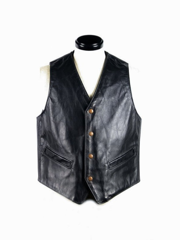 Classic Black Leather Vest