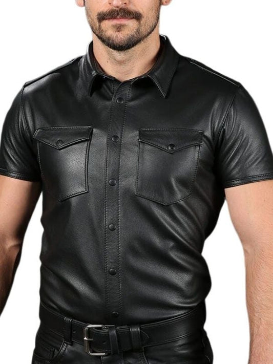Classic Black Leather Shirt