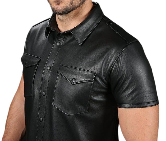 Classic Black Leather Shirt