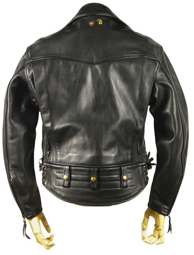 Men’s Leather Biker Jacket – Black – Zipper Closure