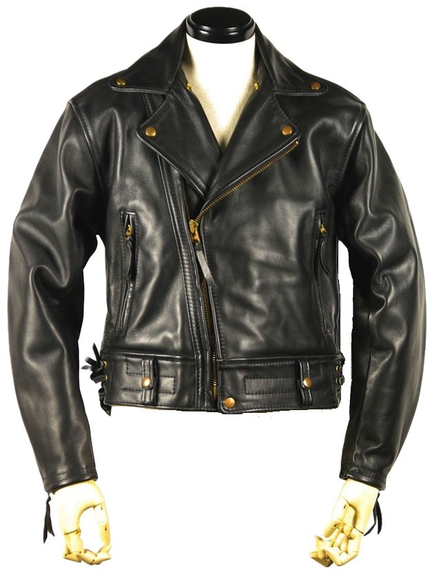 Men’s Leather Biker Jacket – Black – Zipper Closure