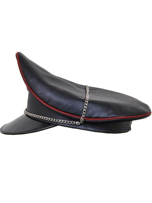 Leather Cruising Cap – Black – Adjustable Strap