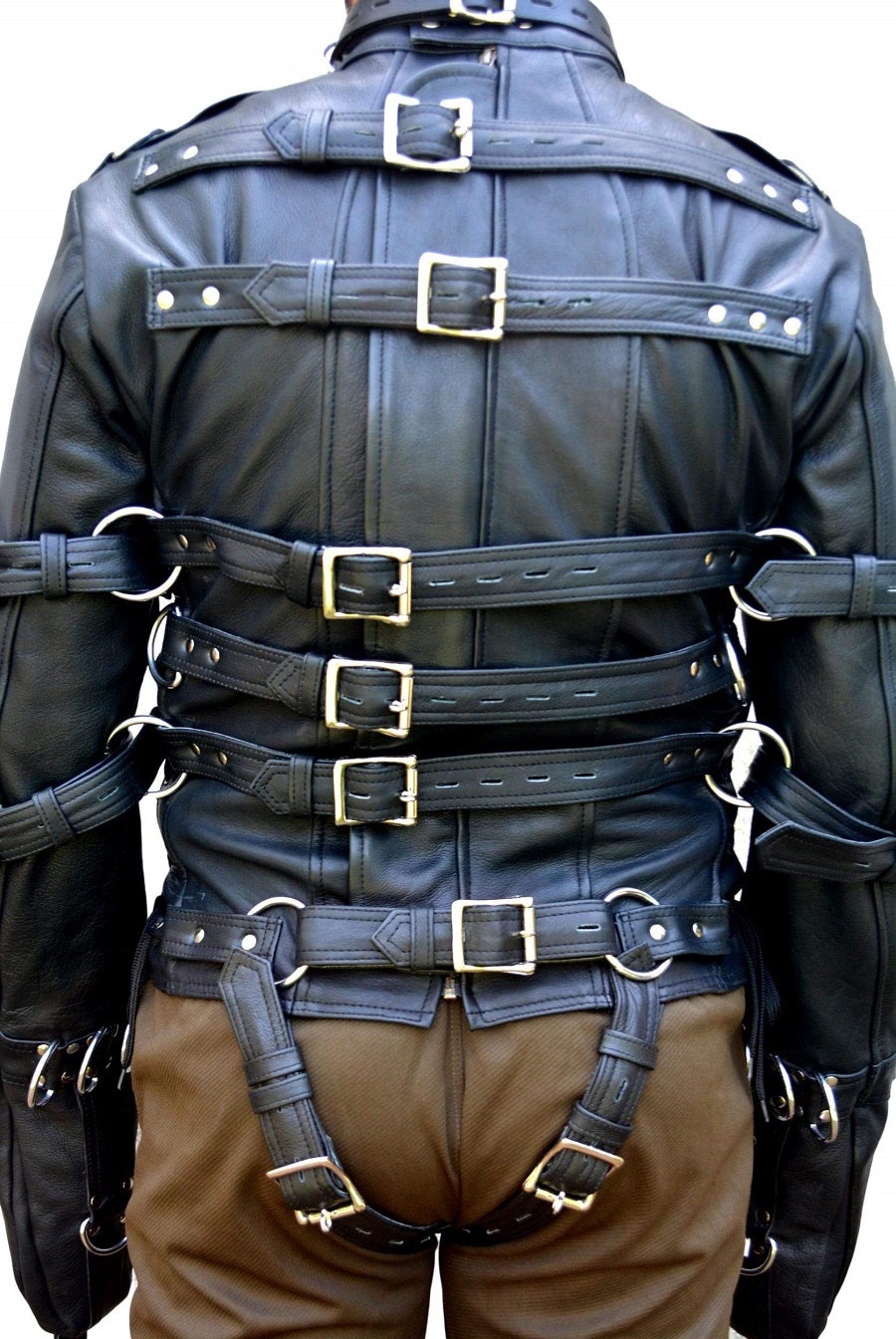 Leather Costume Straitjacket – Adjustable Fit – Black