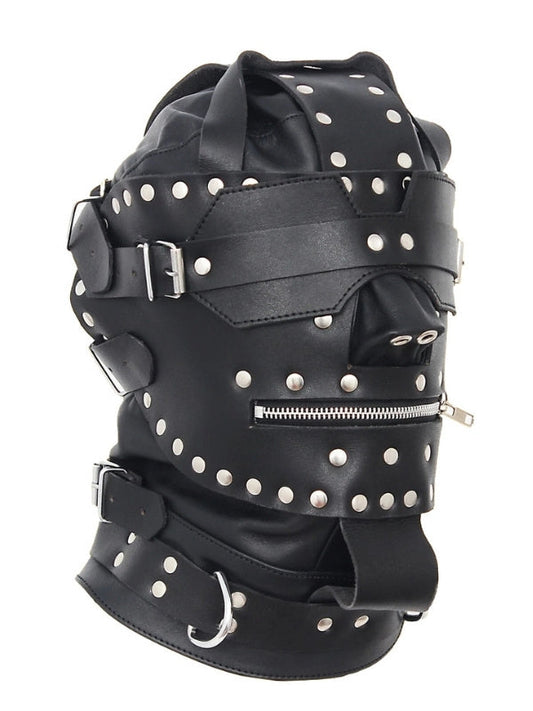 Leather Full Head Mask – Costume & Fashion Use – Black